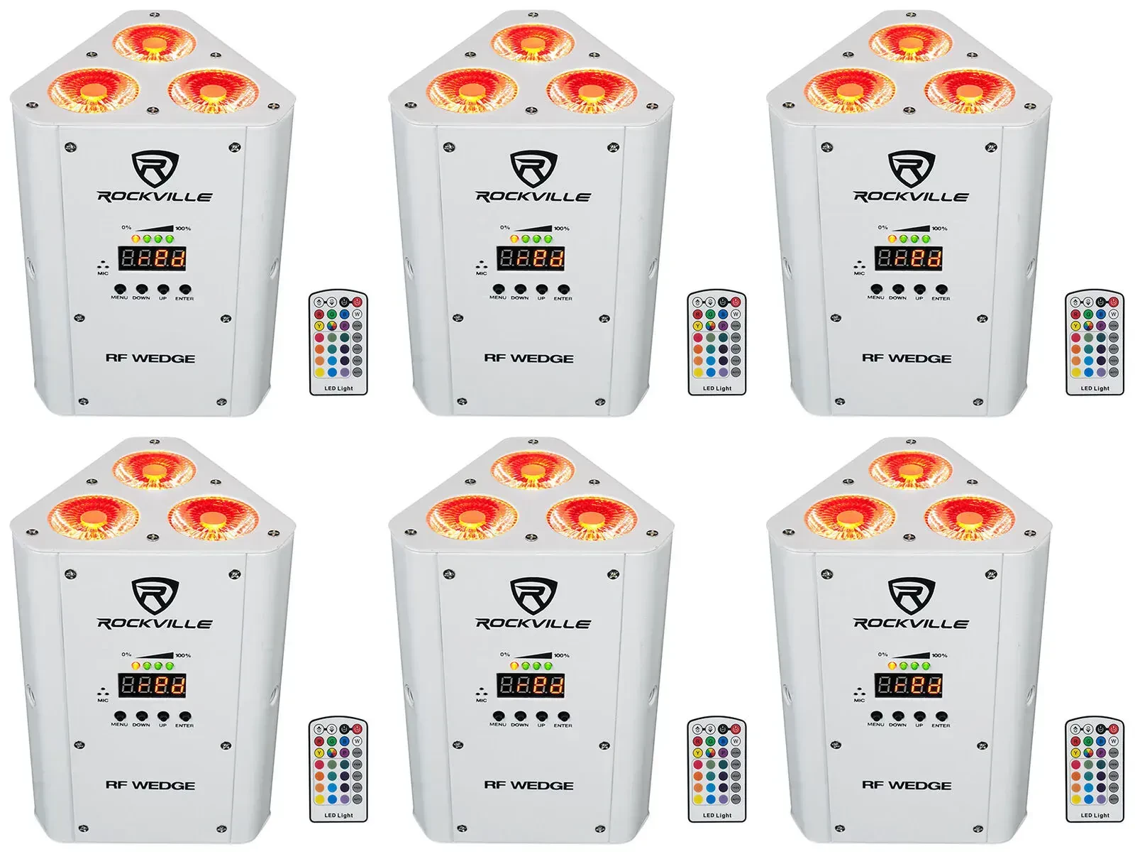 Светодиодный прибор Rockville RF WEDGE White (6 штук)