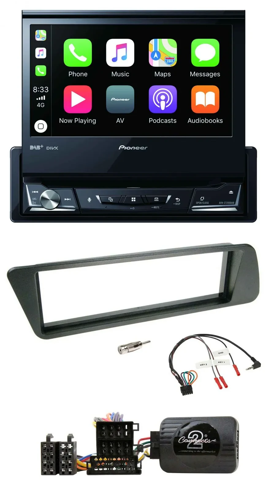 Pioneer DVD Bluetooth DAB USB Lenkrad Autoradio für Peugeot 306 1998-2001
