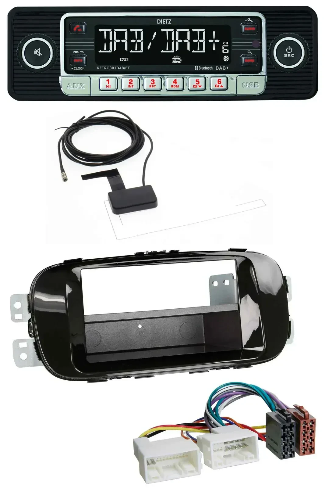 Автомагнитола Dietz DAB, Bluetooth, USB, MP3 для Kia Soul PS (с 2014), пиано-черный