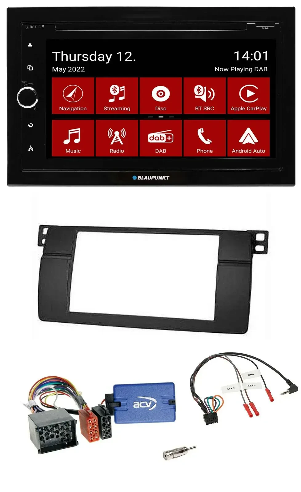 Blaupunkt 2DIN Lenkrad Bluetooth USB TMC DAB Navigation für BMW 3er E46 00-06 Pr