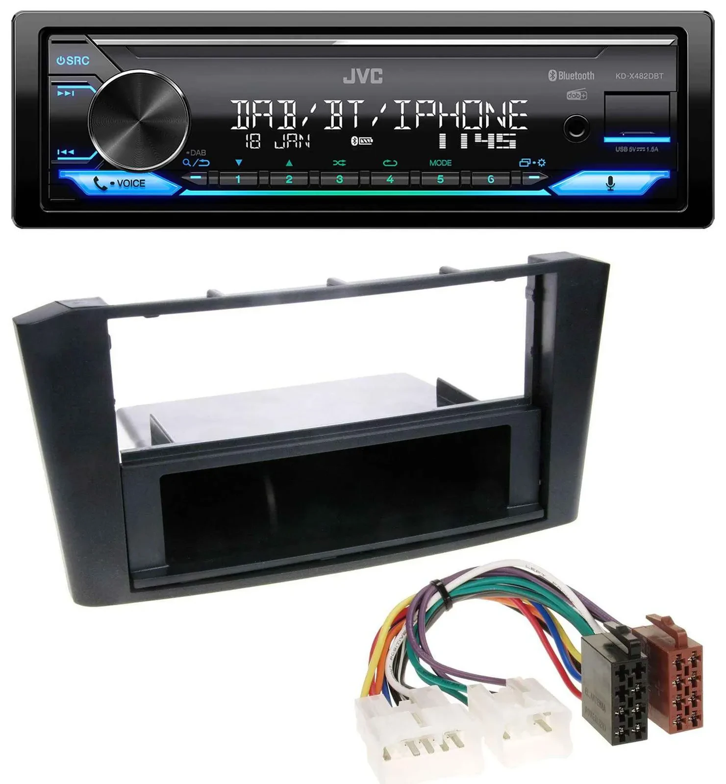 JVC Bluetooth DAB USB MP3 Autoradio für Toyota Avensis T25 (2003-2009)