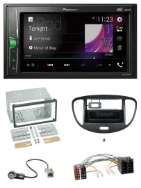 Pioneer 2DIN MP3 DAB USB Bluetooth Autoradio für Hyundai i10 2008-2013 schwarz
