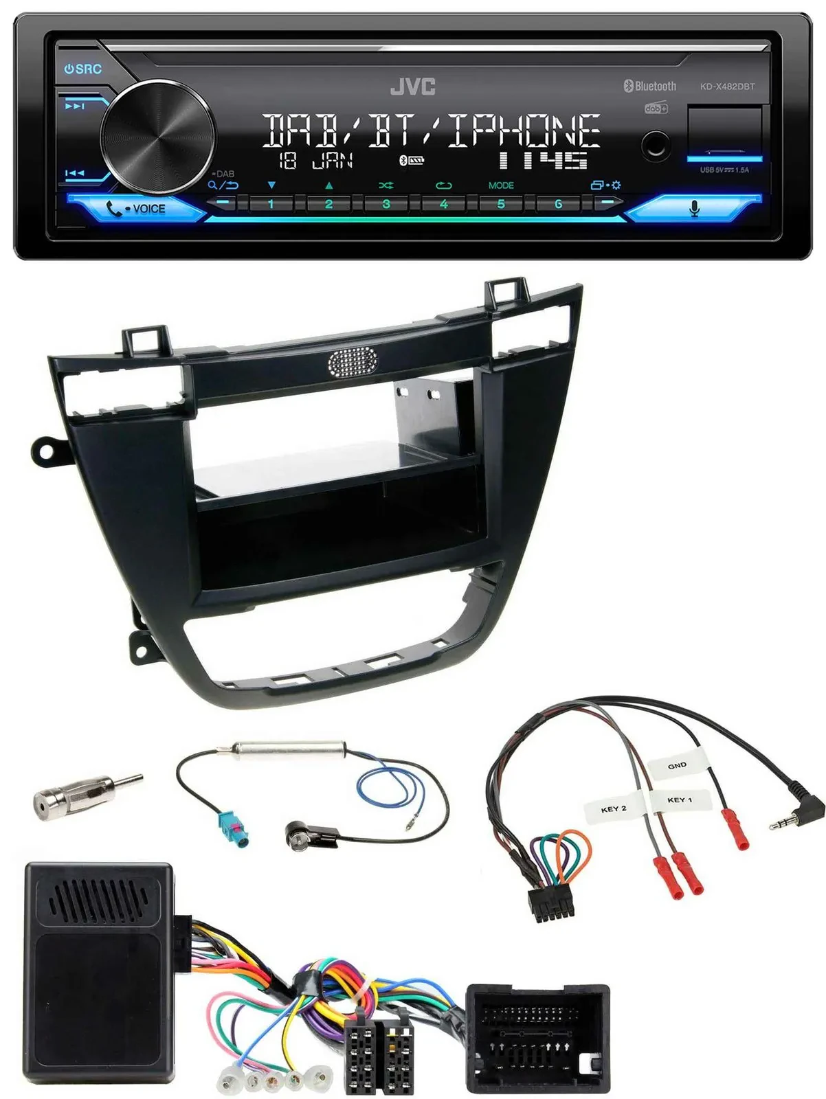 JVC Bluetooth DAB USB Lenkrad Autoradio für Opel Insignia ab 08 schwarz