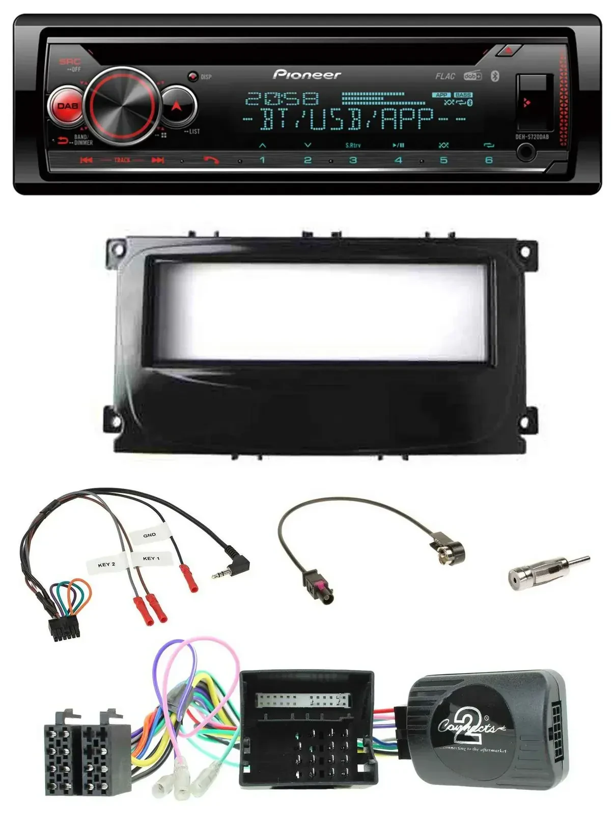 Автомагнитола Pioneer DAB, CD, Bluetooth, USB для Ford Mondeo/S-Max (CAN-Bus, 2007-)