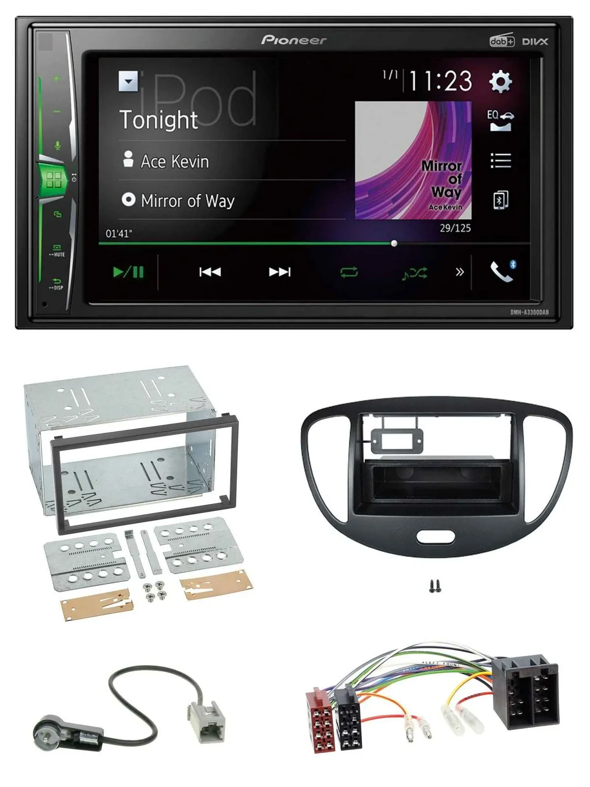 Pioneer 2DIN MP3 DAB USB Bluetooth Autoradio für Hyundai i10 2008-2013 schwarz