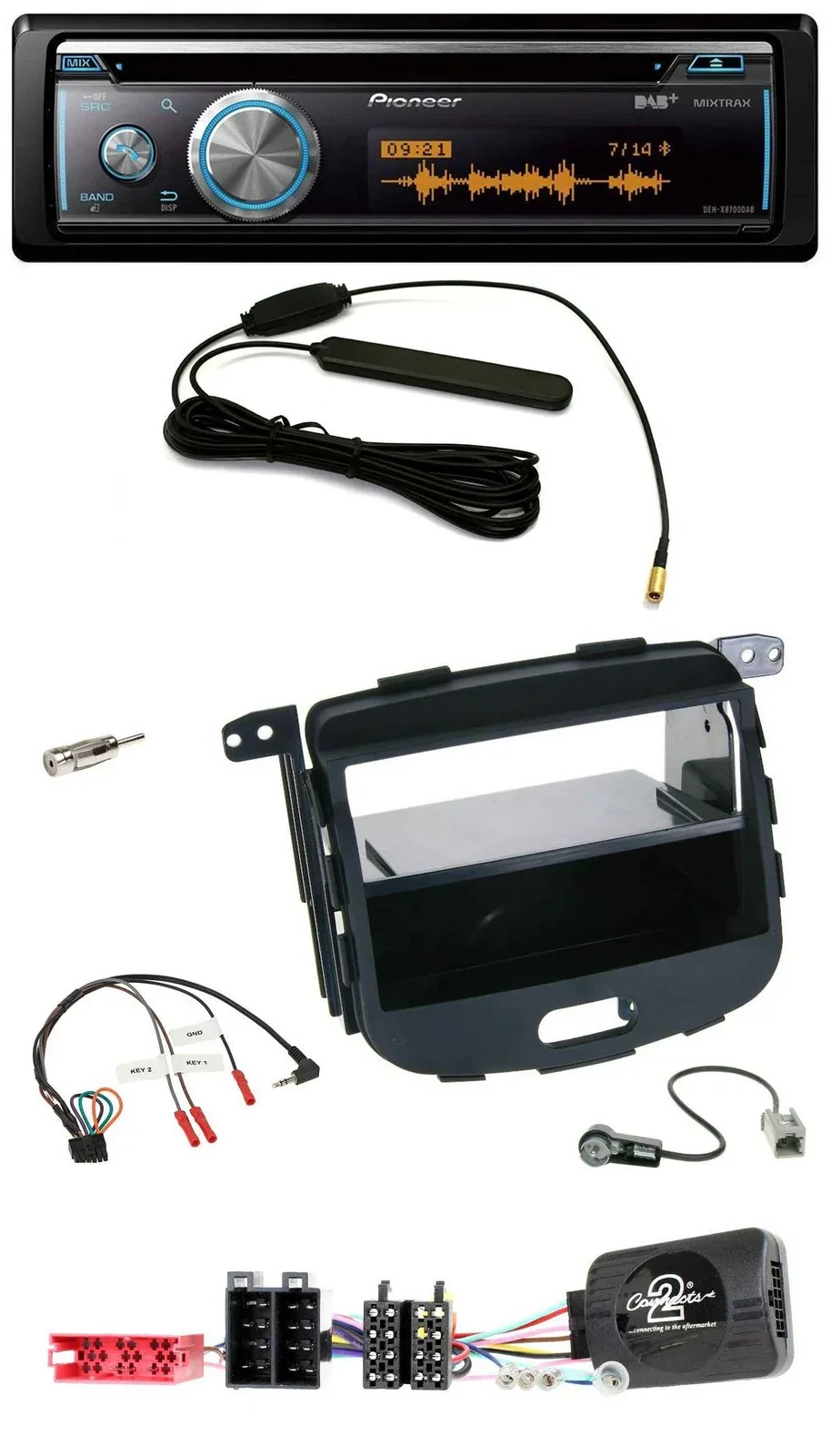 Автомагнитола Pioneer CD, USB, Bluetooth, DAB для Hyundai i10 2009–2013, черный