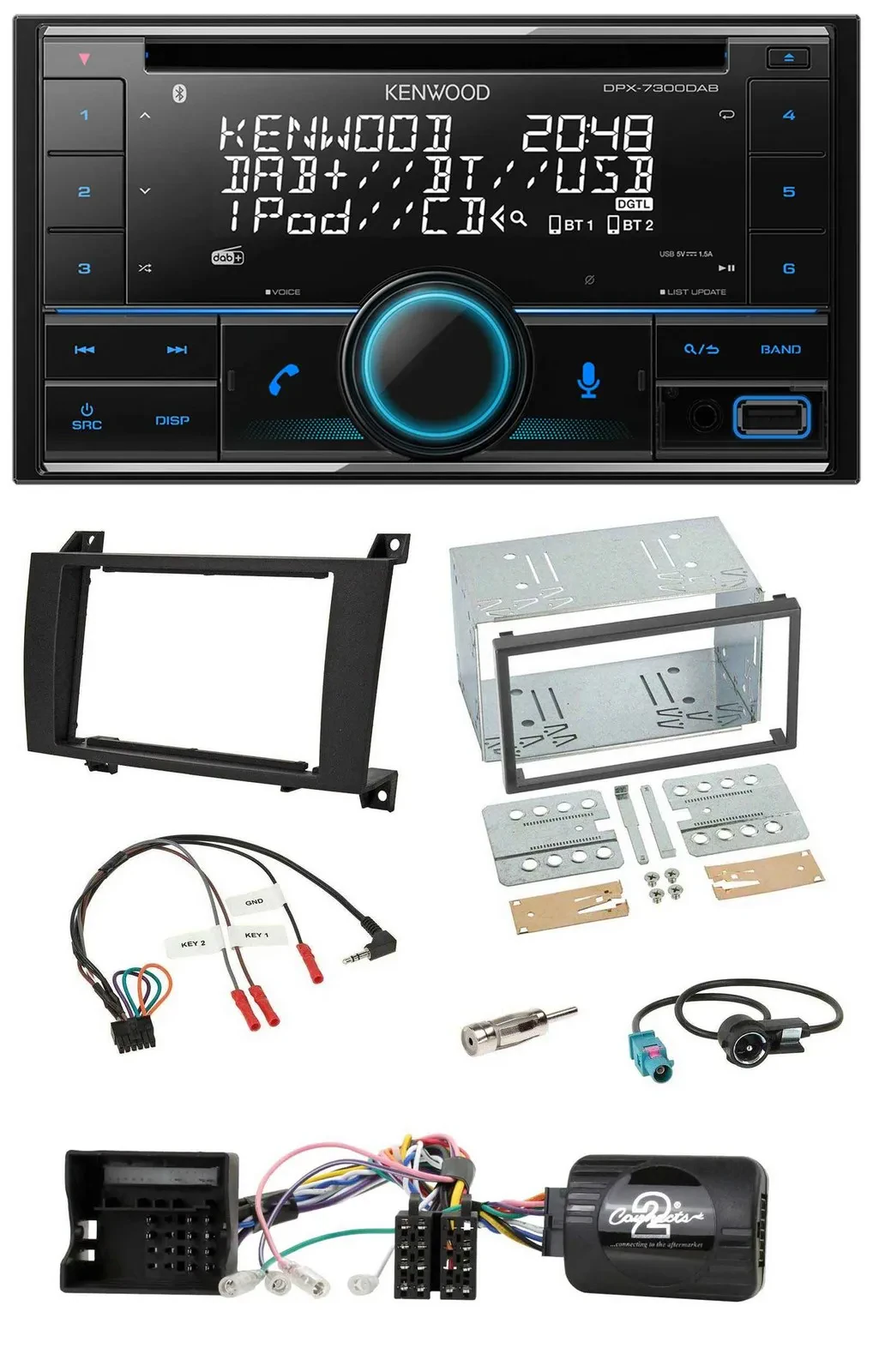 Kenwood CD 2DIN DAB USB Lenkrad Bluetooth Autoradio für Mercedes SLK R171 2004-2