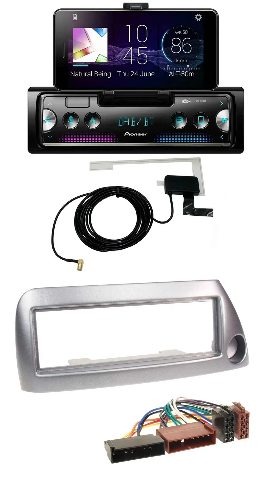 Pioneer DAB Bluetooth MP3 USB Autoradio für Ford Ka bis 2008 silber-metallic