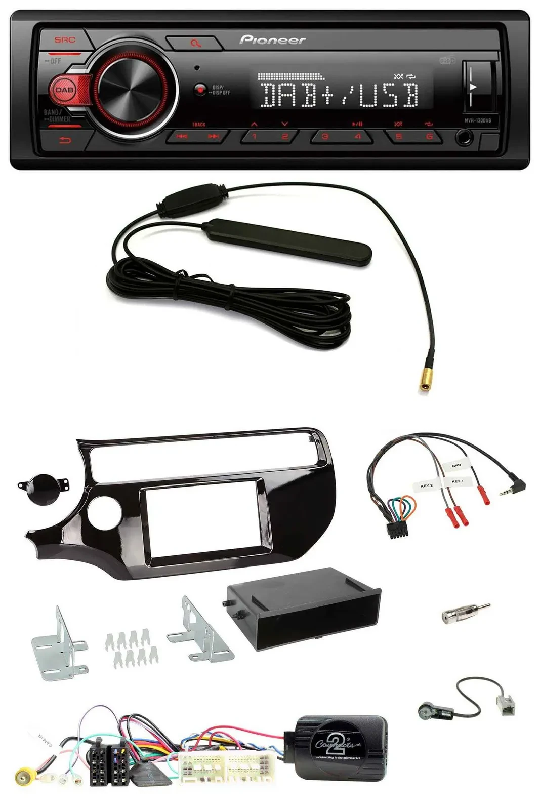 Автомагнитола Pioneer 1 DIN, DAB, USB, совместима с кнопками на руле, для Kia Rio UB 2017–2023