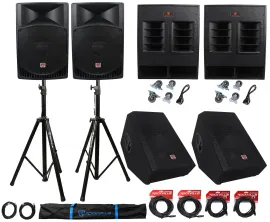 Rockville PA System w/ 15" Speakers+18" Subwoofers+15" Monitors+Stands+Cables