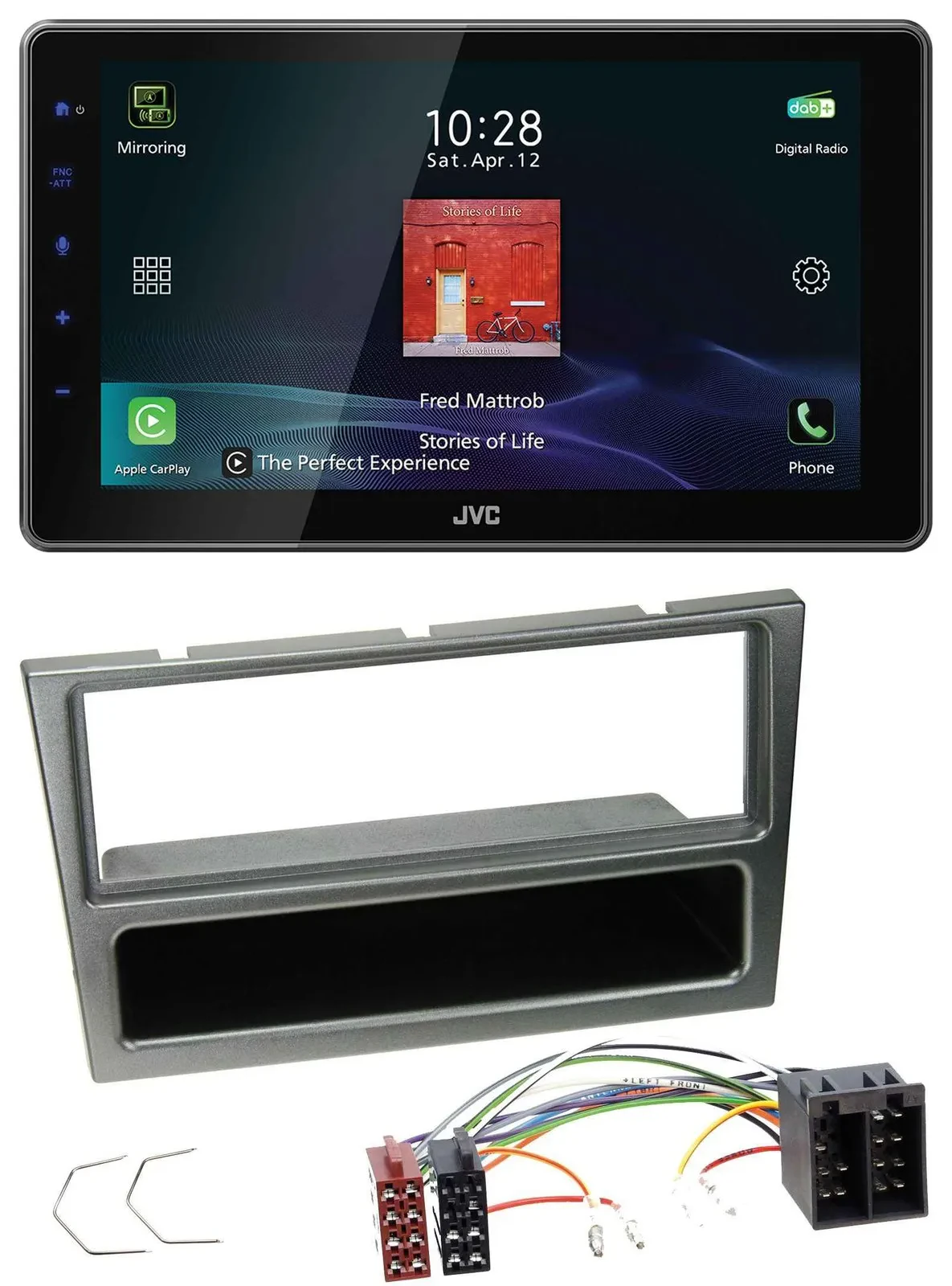 JVC DAB MP3 Bluetooth USB Autoradio für Opel Corsa C ISO 2000-2004 aluminium