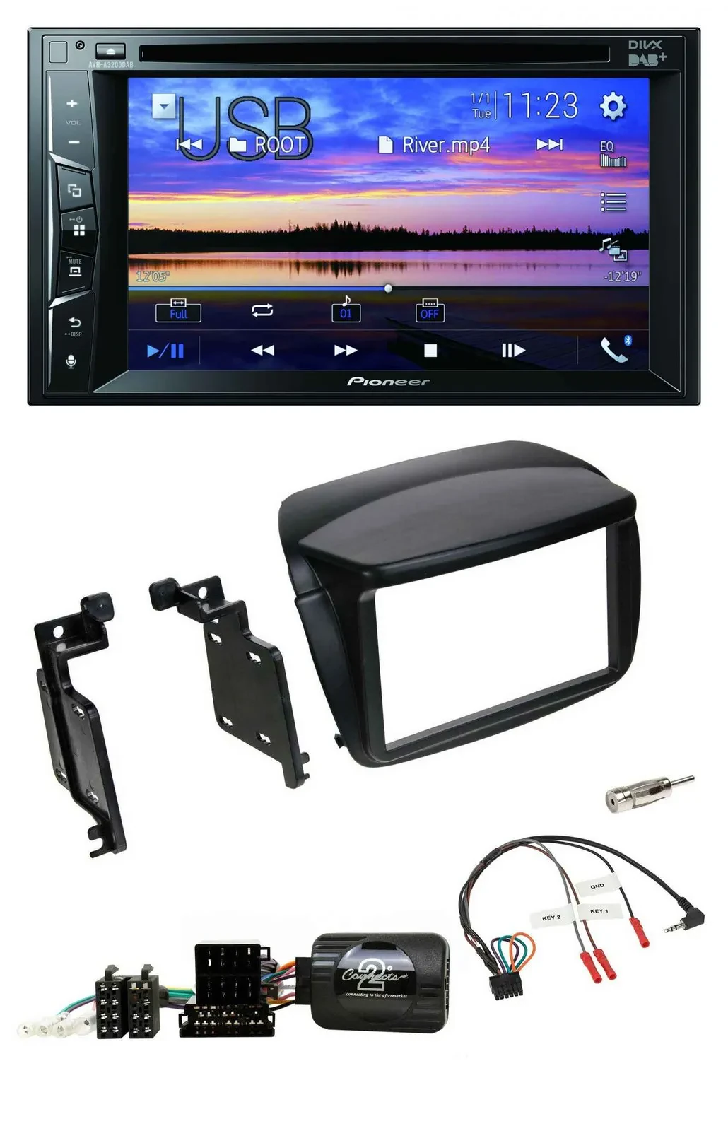 Pioneer Bluetooth 2DIN USB DVD DAB Lenkrad Autoradio für Fiat Doblo ab 2010 Opel