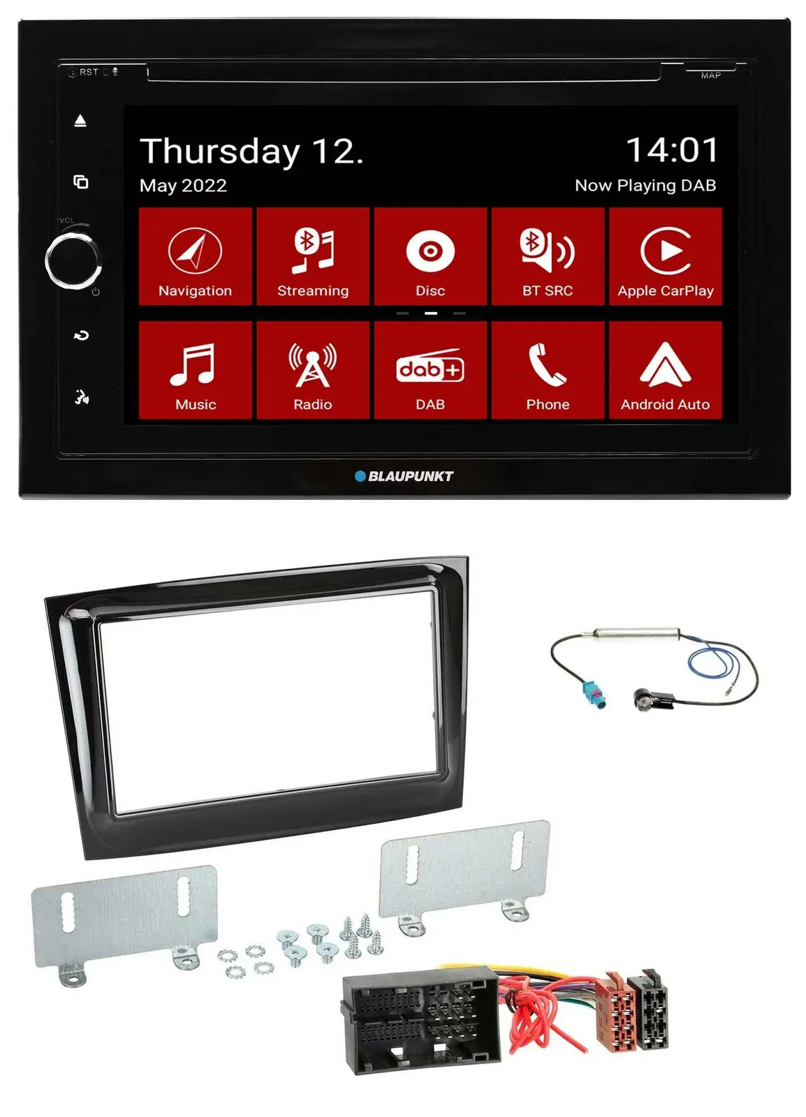 Blaupunkt MP3 DVD Bluetooth DAB 2DIN USB Autoradio für Fiat Doblo ab 2015 piano