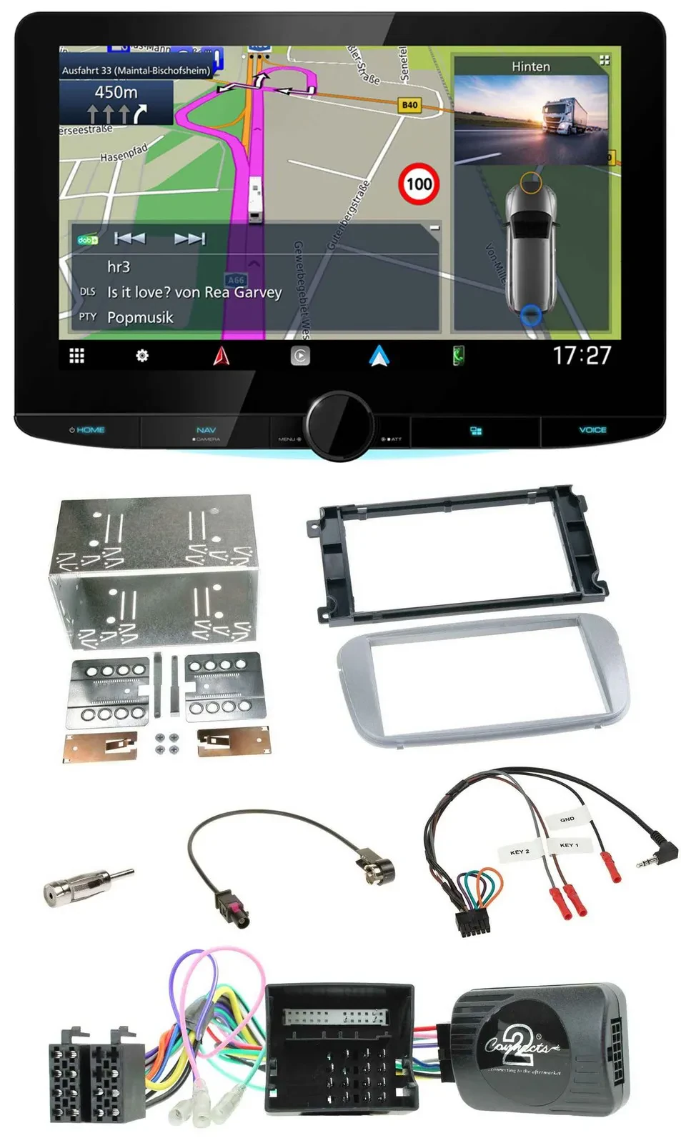 Kenwood Bluetooth DAB TMC 2DIN Lenkrad USB Navigation für Ford Mondeo S-Max Prof
