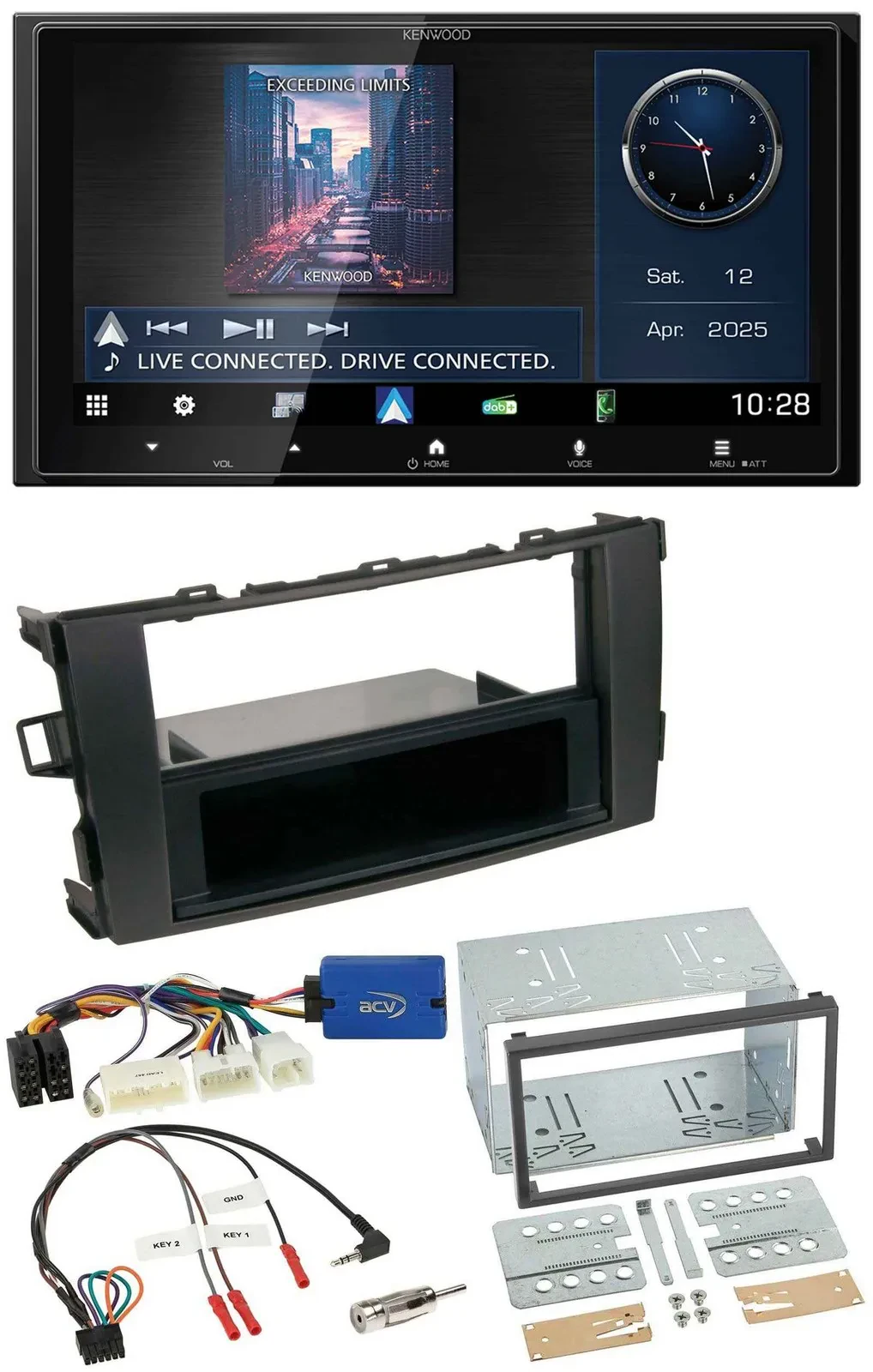 Автомагнитола для Toyota Auris (2011–2012) Kenwood 2DIN, Bluetooth, USB, DAB, черный