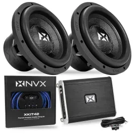 NVX VCW104v3 10" Subwoofer + Monoblock Car Amplifier with Wiring Kits