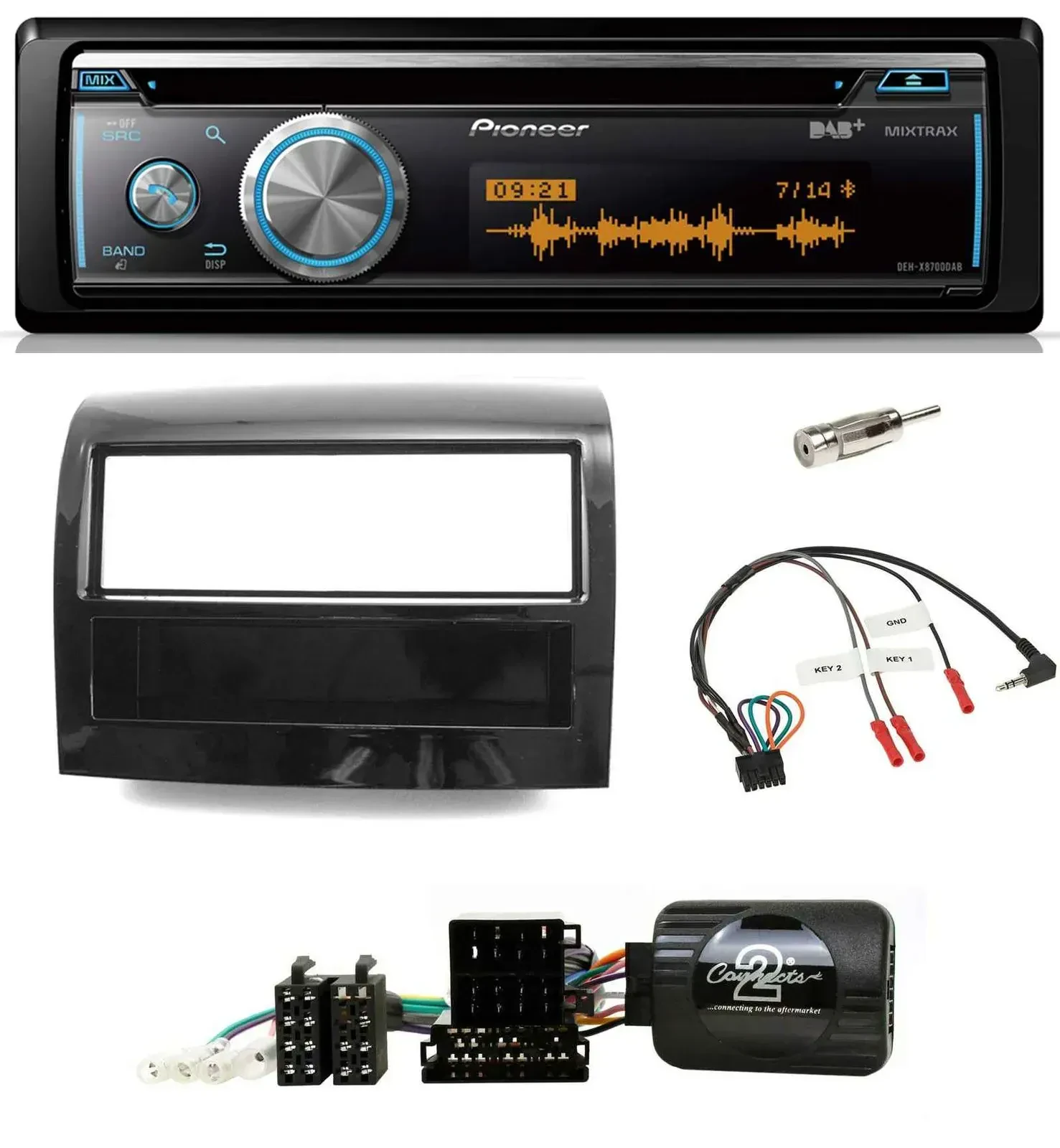 Автомагнитола для Fiat Ducato 2012–2015 Pioneer DAB USB CD Bluetooth черный глянец
