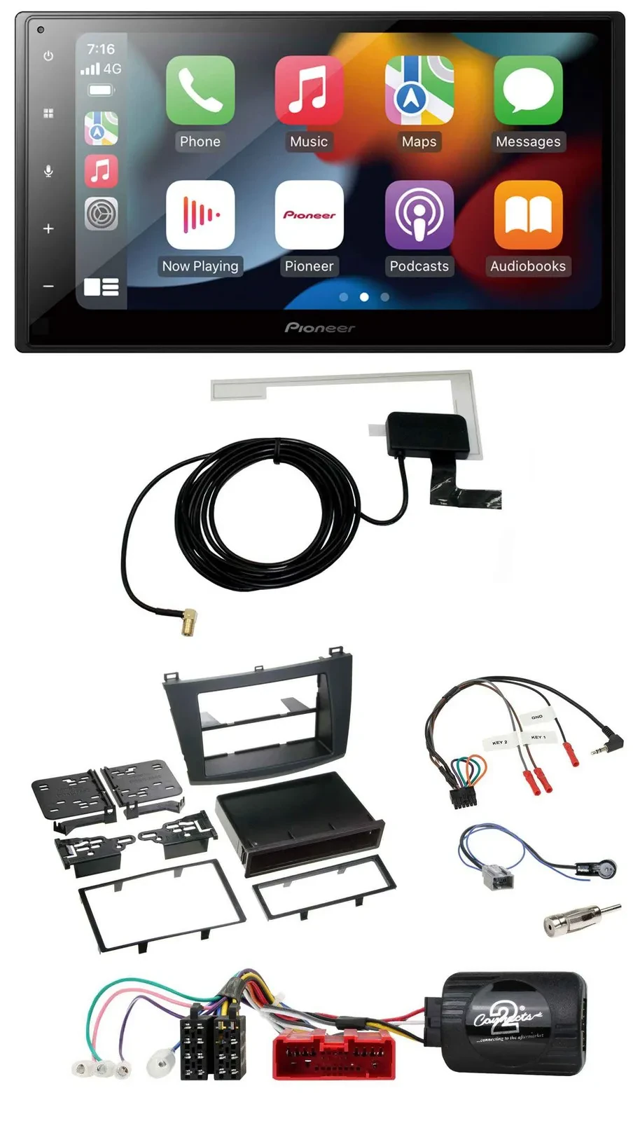 Pioneer Lenkrad USB Bluetooth DAB 2DIN Autoradio für Mazda 3 09-13 analog