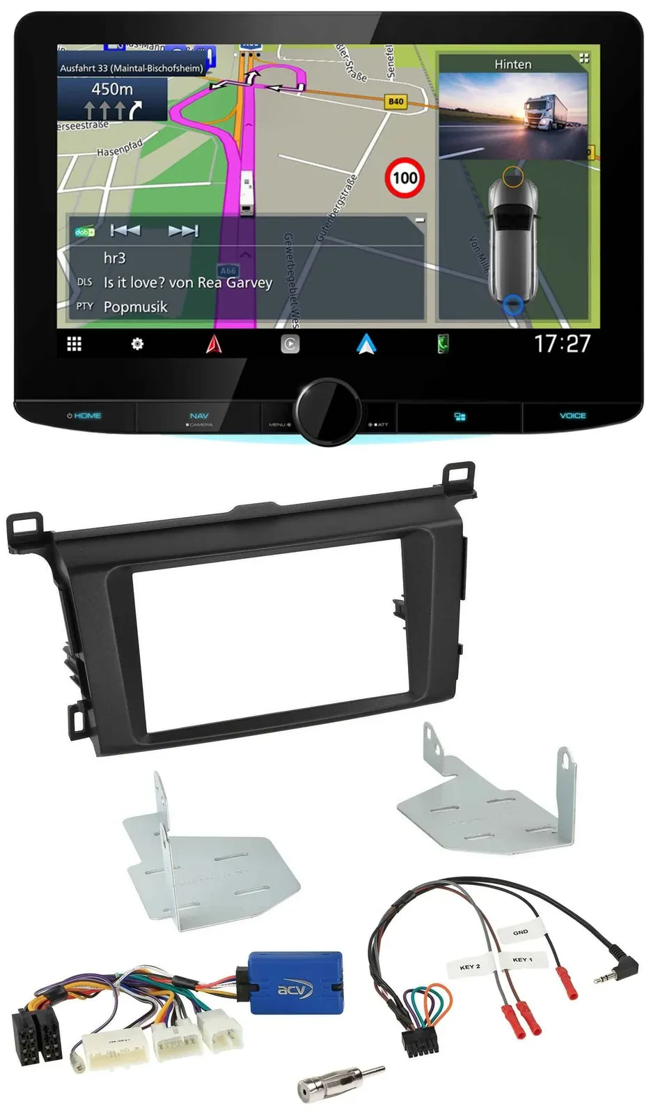 Kenwood Bluetooth DAB TMC 2DIN Lenkrad USB Navigation für Toyota RAV 4 ab 2013