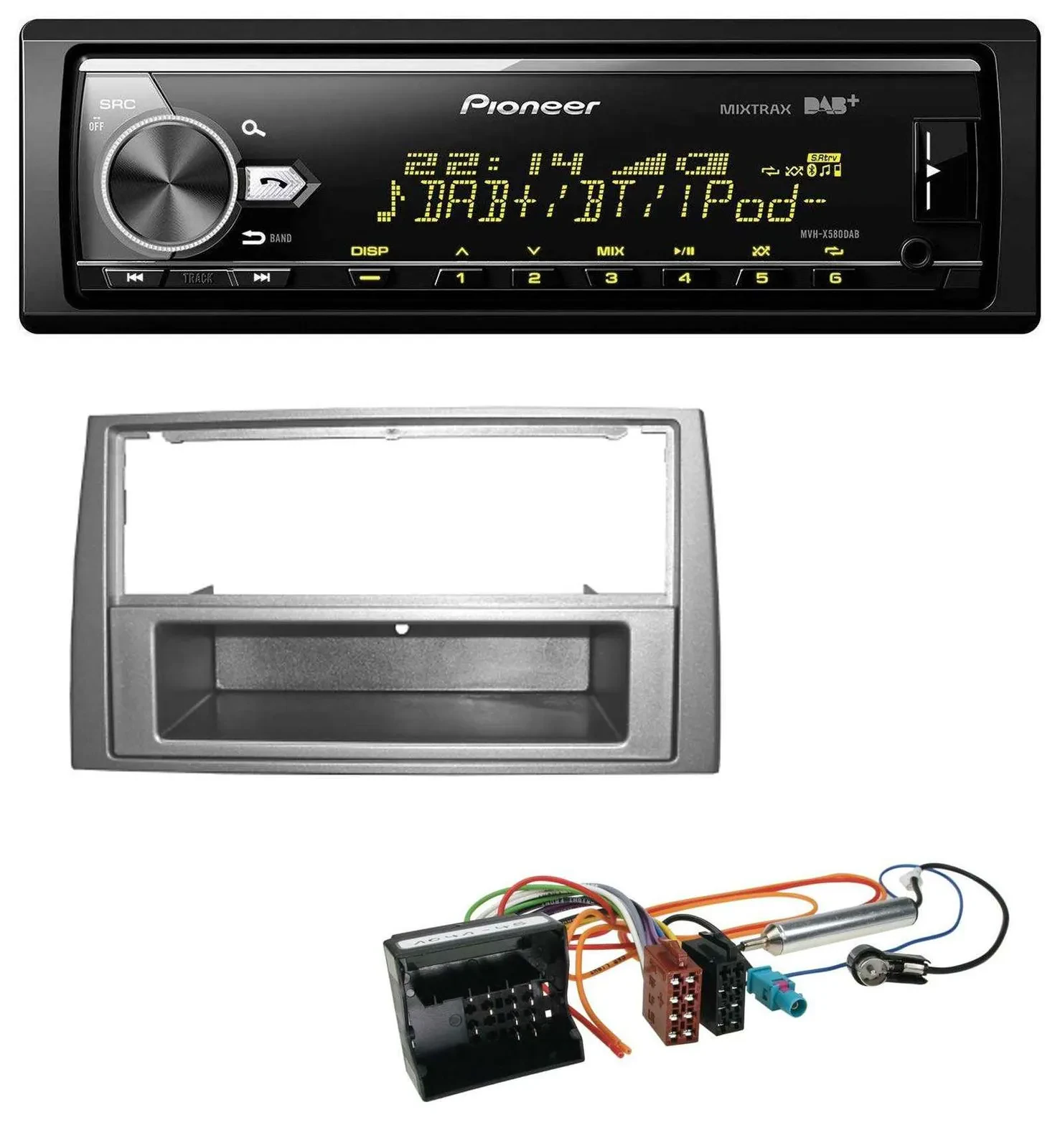 Автомагнитола Pioneer Bluetooth USB DAB MP3 для Peugeot 308 (2007–2009), темно-серый
