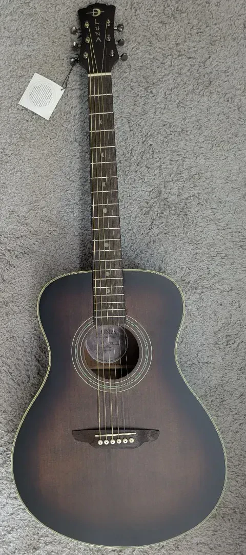 Luna Art Vintage Folk Size Solid Spruce Top Distressed Acoustic Guitar