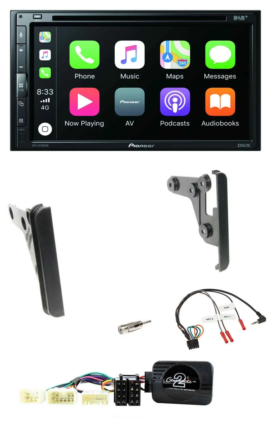 Pioneer DVD 2DIN Lenkrad DAB Bluetooth USB Autoradio für Toyota FJ ab 2007
