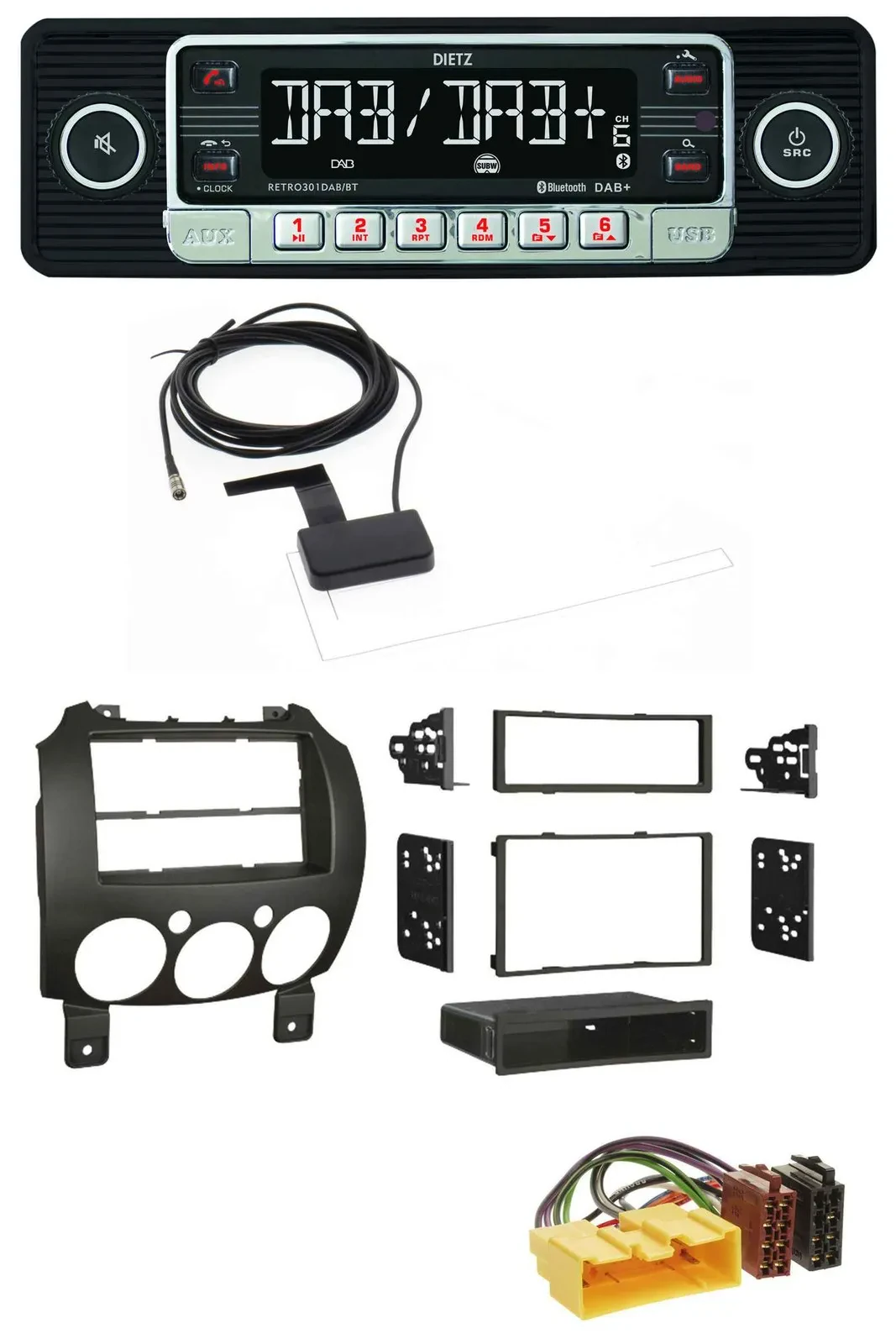 Dietz DAB Bluetooth USB MP3 Autoradio für Mazda 2 (ab 2007)