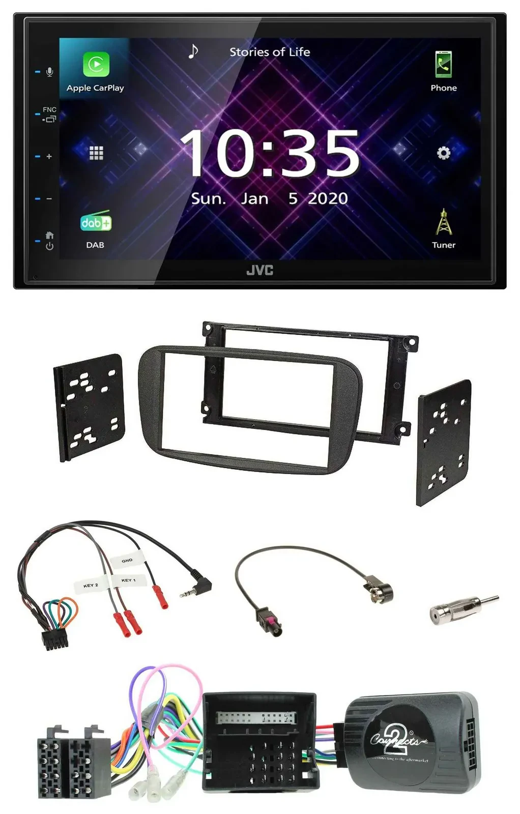 JVC DAB 2DIN Lenkrad Bluetooth USB Autoradio für Ford S-Max Mondeo Can-Bus 07-14