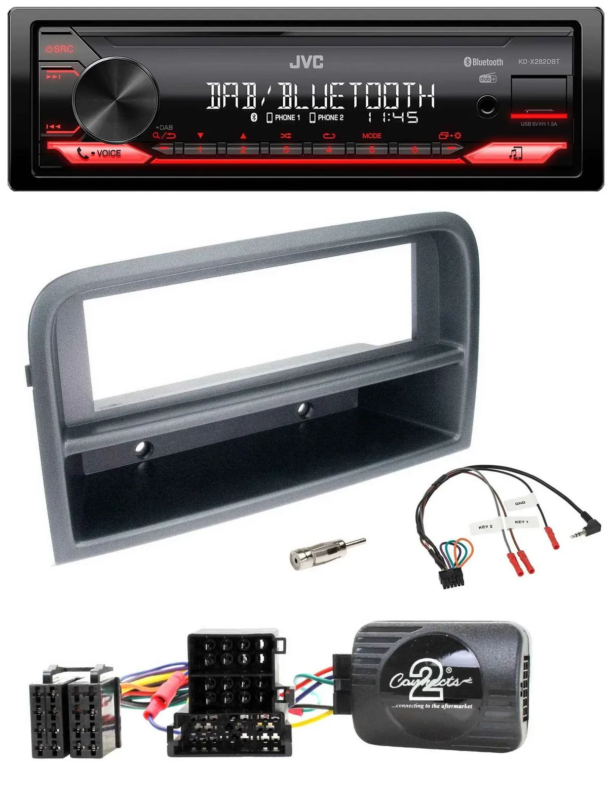 JVC Bluetooth USB DAB Lenkrad Autoradio für Fiat Croma 2005-2010