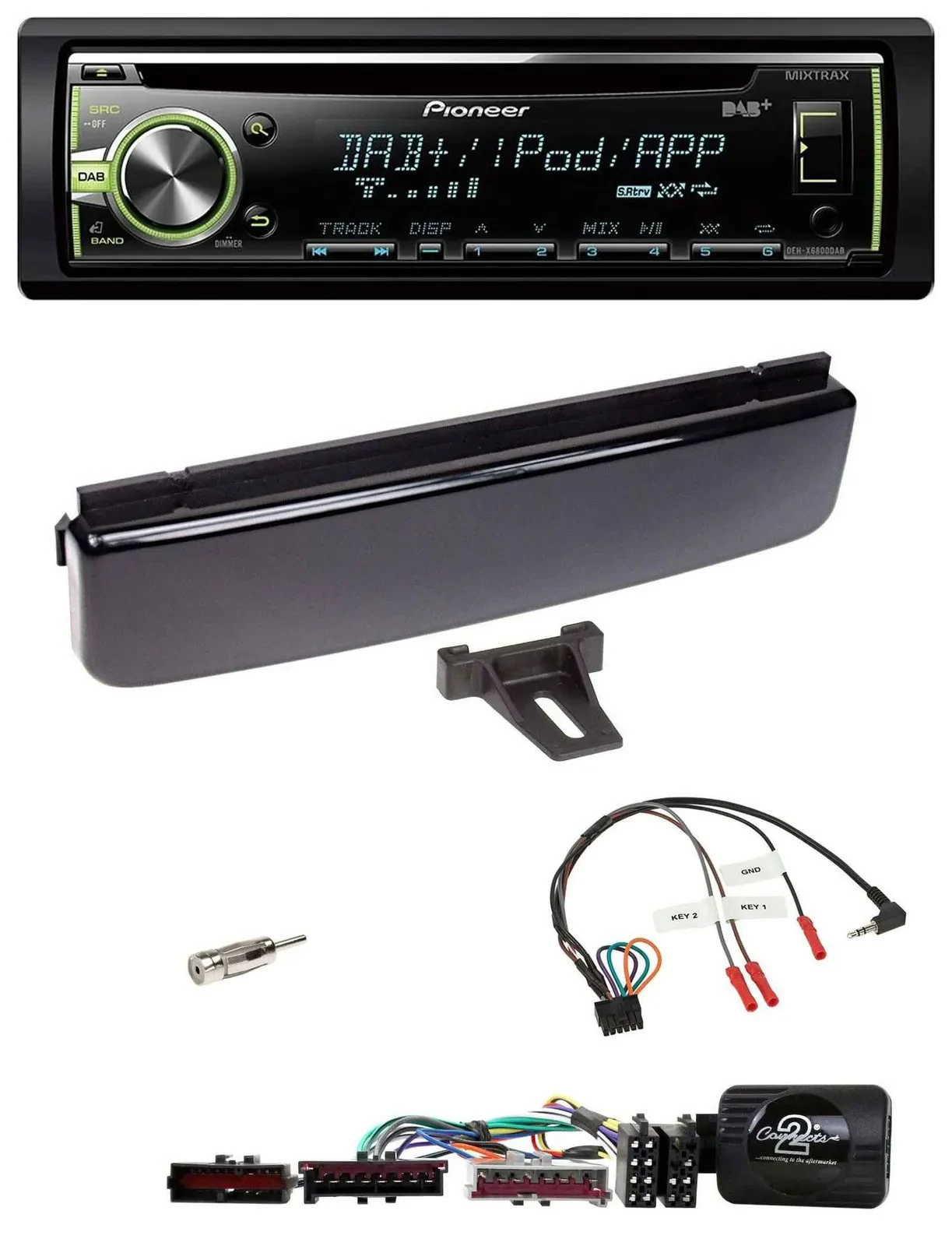 Автомагнитола Pioneer CD, USB, MP3, DAB для Ford Mondeo/Focus, чёрный глянец