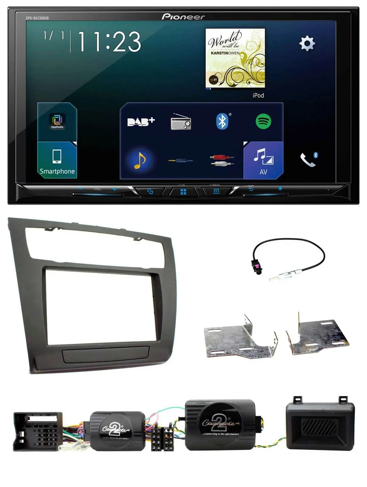 Автомагнитола Pioneer 2DIN, Bluetooth, USB, DAB для BMW 1 Series E87, поддержка управления с руля и PDC