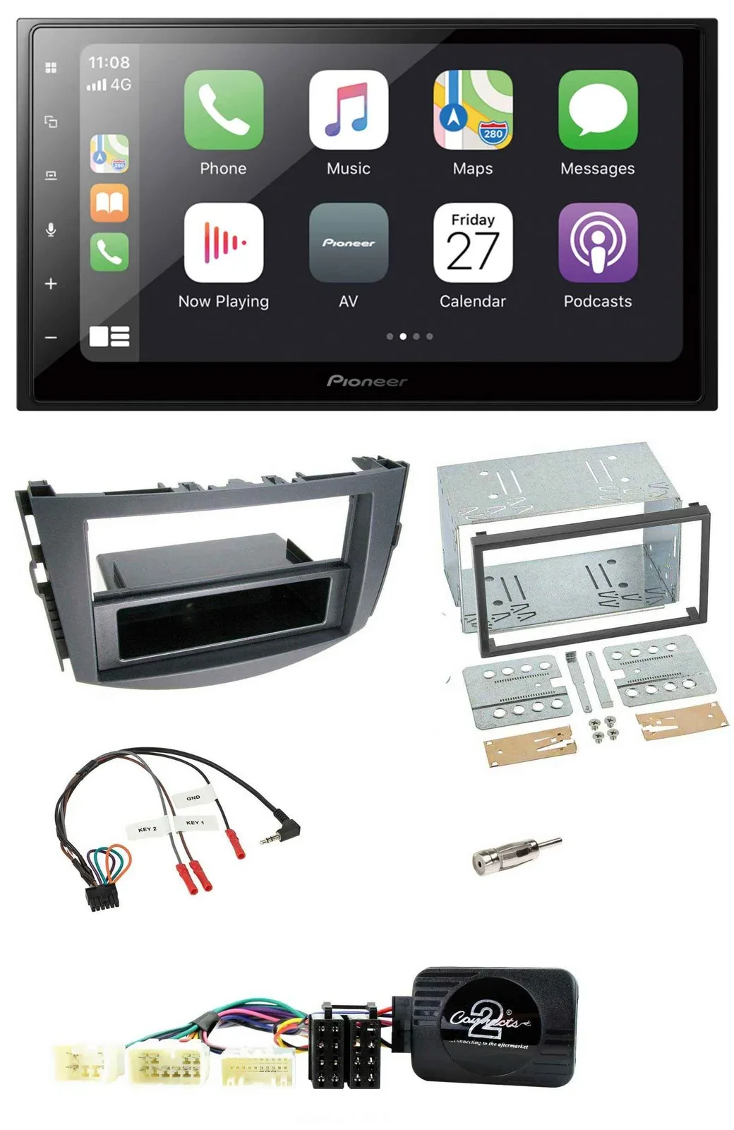 Автомагнитола Pioneer для Toyota RAV4 2006–2011 2-DIN Bluetooth DAB USB