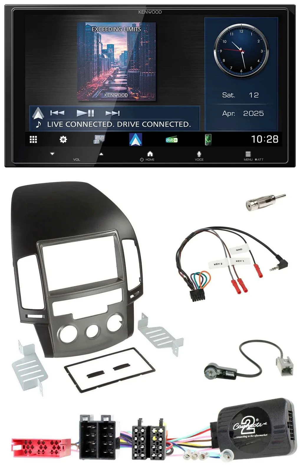 Kenwood Bluetooth 2DIN USB DAB Lenkrad Autoradio für Hyundai i30 ab 2009
