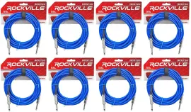 Инструментальный кабель Rockville RCGT20BL Blue 6.1 м (8 штук)