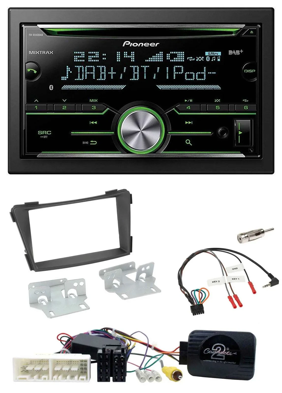 Автомагнитола для Hyundai i40 Pioneer 2-DIN, Bluetooth, DAB, USB, CD, поддержка кнопок на руле