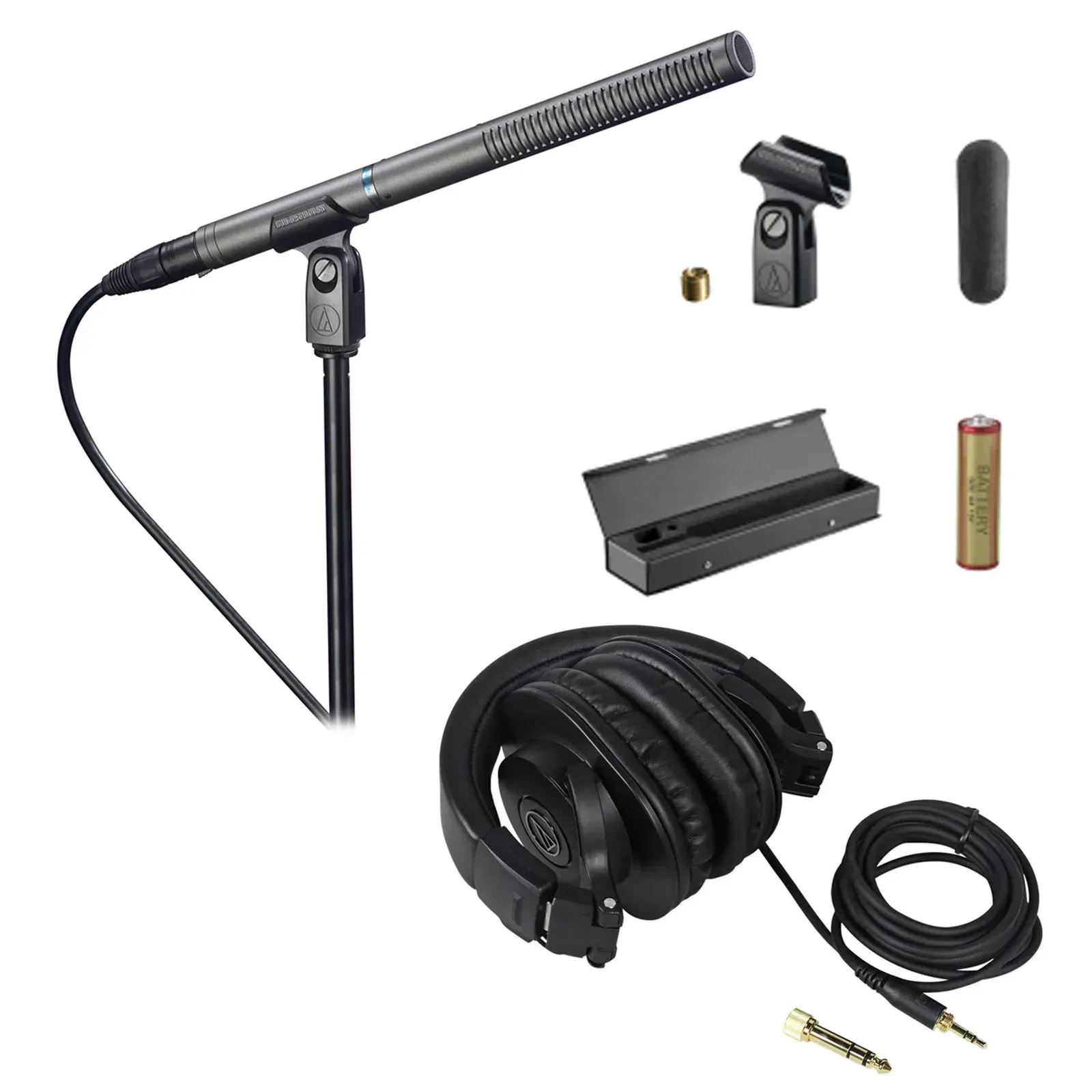 Микрофон для видео/вещания Audio-Technica AT897 конденсаторный с кейсом и наушниками ATH-M30X