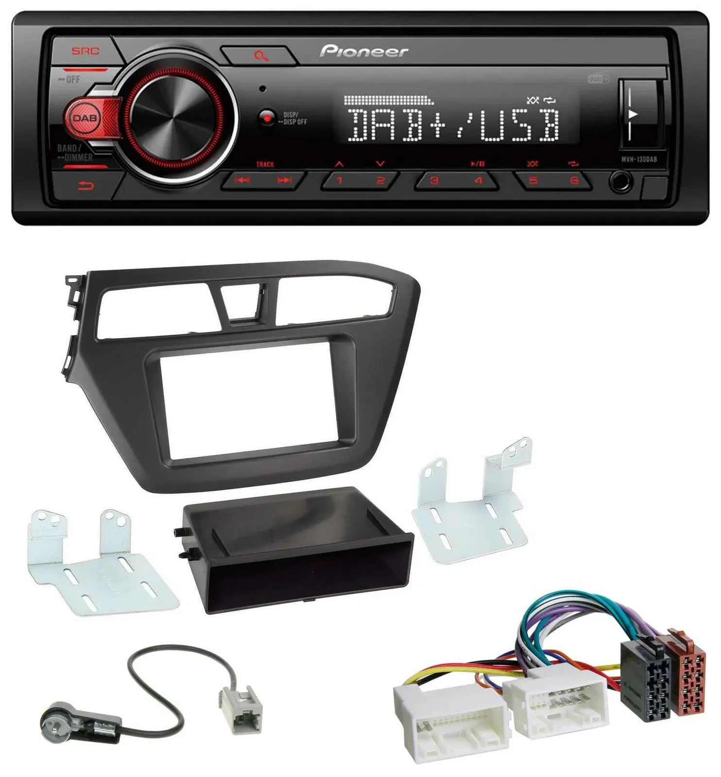 Pioneer MP3 1DIN DAB USB AUX Autoradio für Hyundai i20 (2014-2020)