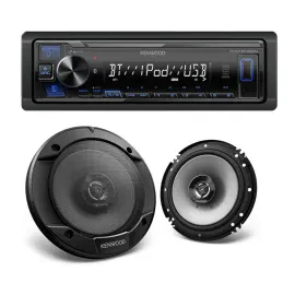 Kenwood KMM-BT232U Single-Multimedia Receiver + 6.5" Coaxial Speakers