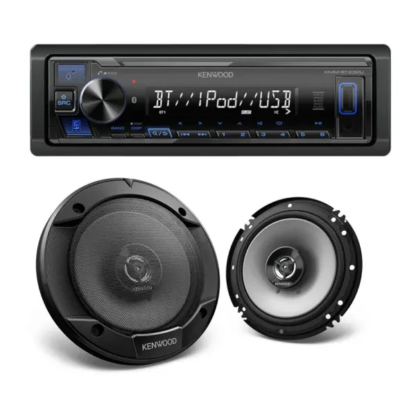 Kenwood KMM-BT232U Single-Multimedia Receiver + 6.5" Coaxial Speakers