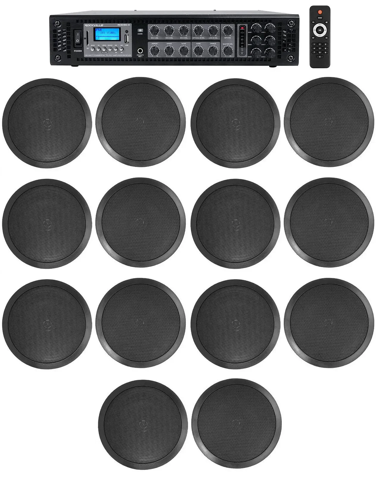 Потолочная акустика Rockville RCS180-6+(7) CC80T Black с усилителем (14 штук)