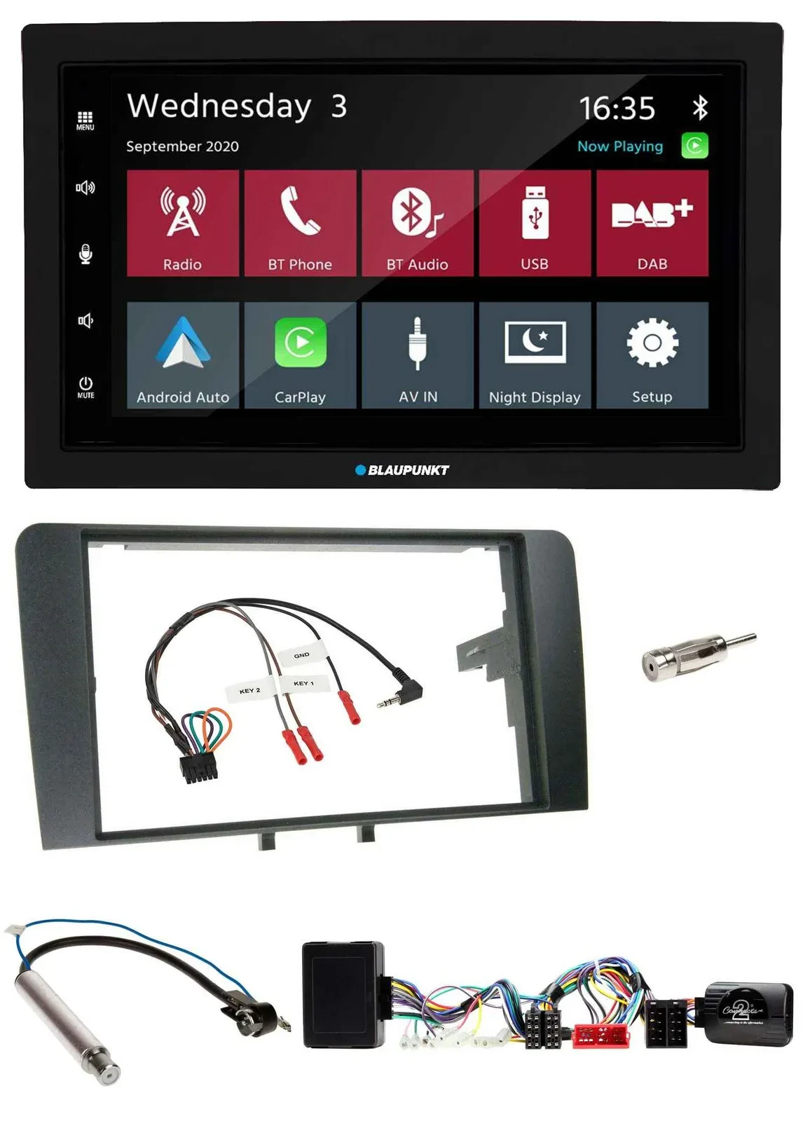 Blaupunkt DAB Bluetooth USB Lenkrad 2DIN Autoradio für Audi A3 Symphony Aktiv IS