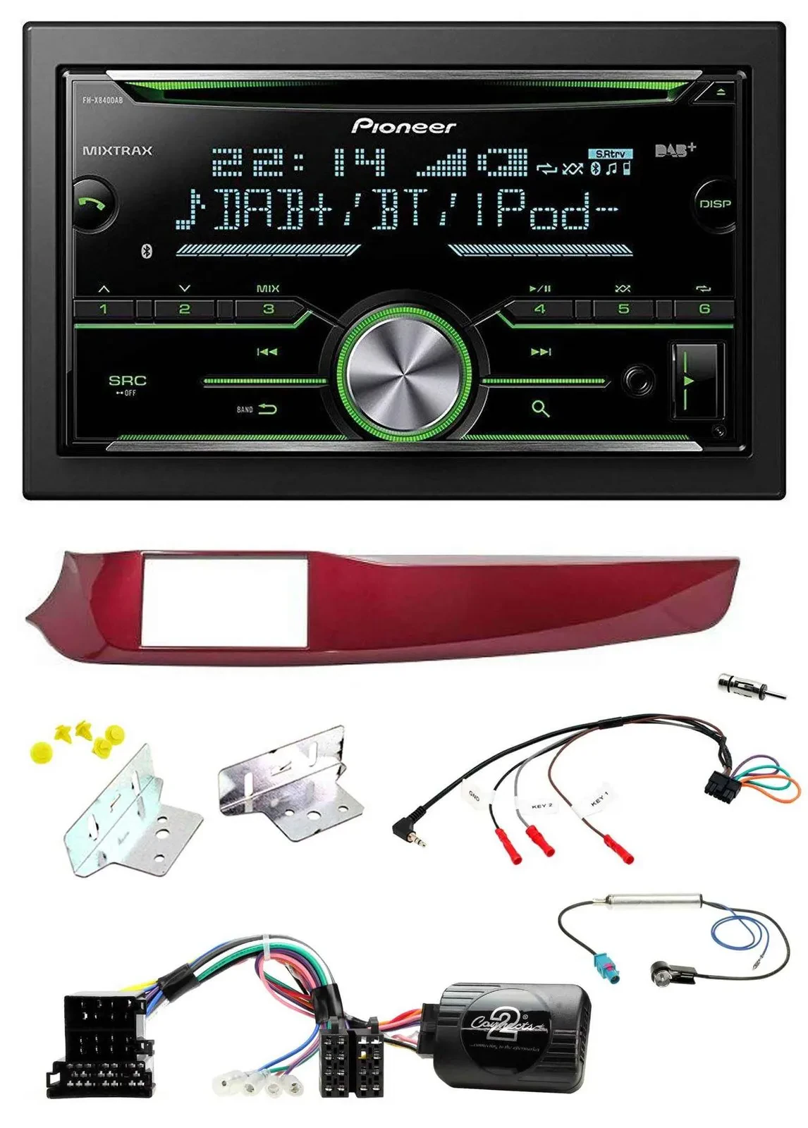 Pioneer Bluetooth Lenkrad DAB 2DIN USB CD Autoradio für Alfa Giulietta rot 940 2
