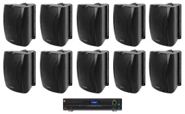 Настенная акустика JBL WET-5B Black с усилителем (10 штук)
