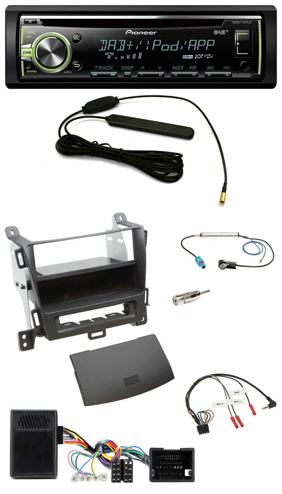 Pioneer MP3 USB CD DAB Lenkrad Autoradio für Opel Tourer Zafira ab 2013 jet blac