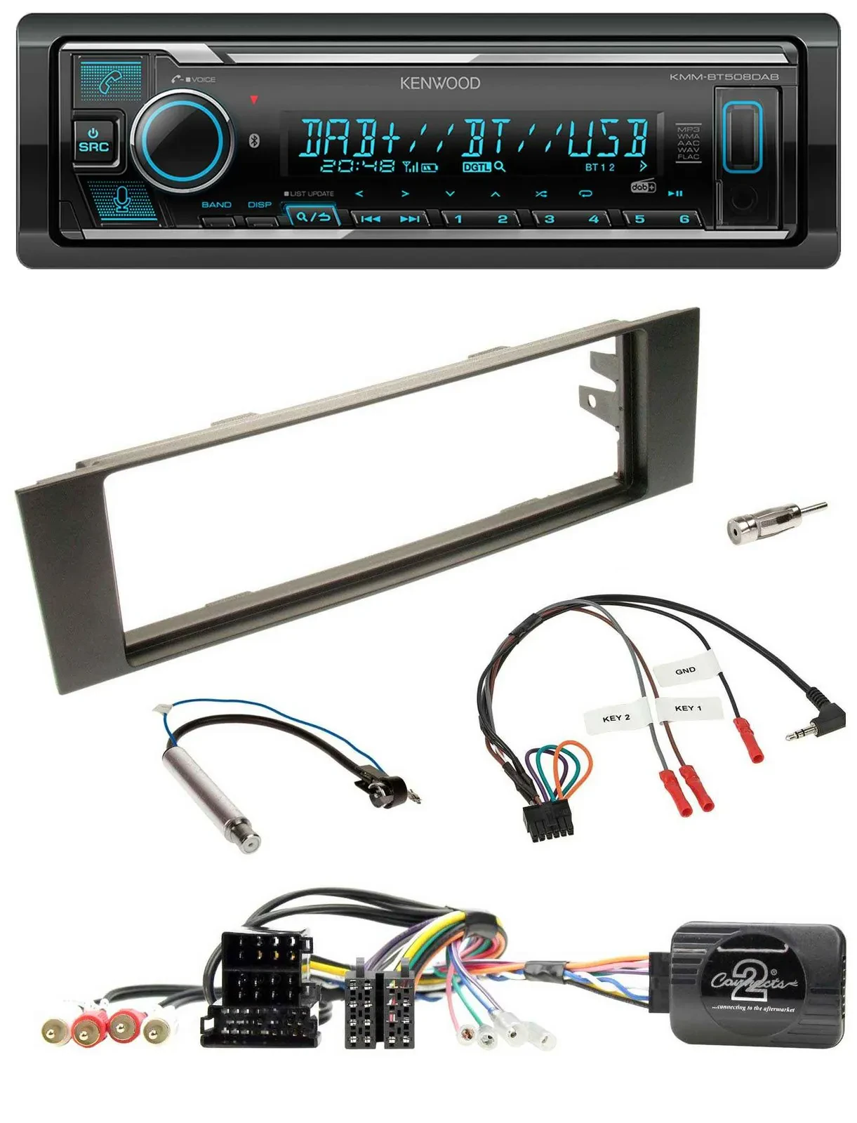 Kenwood Bluetooth Lenkrad DAB USB Autoradio für Audi A3 (2003-2006)