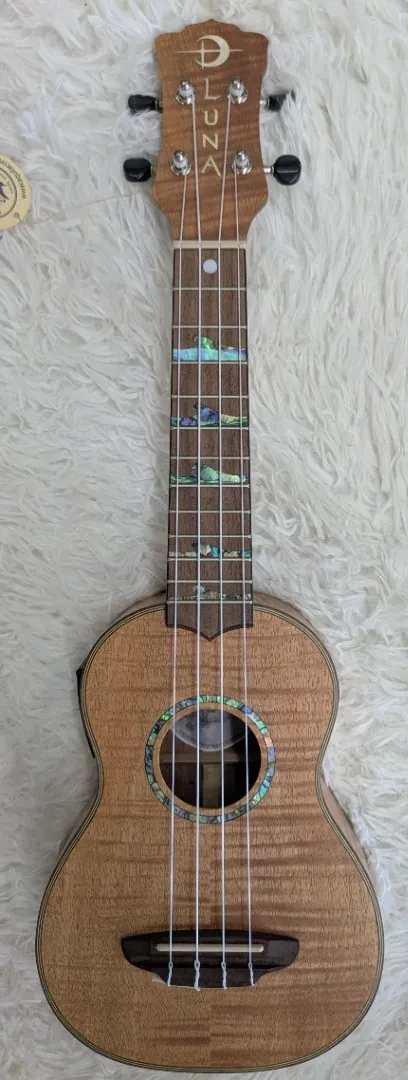 Luna Guitars Luna Model UKE HTS EXM High Tide Exotic Mahogany Soprano Size Ukulele with Bag