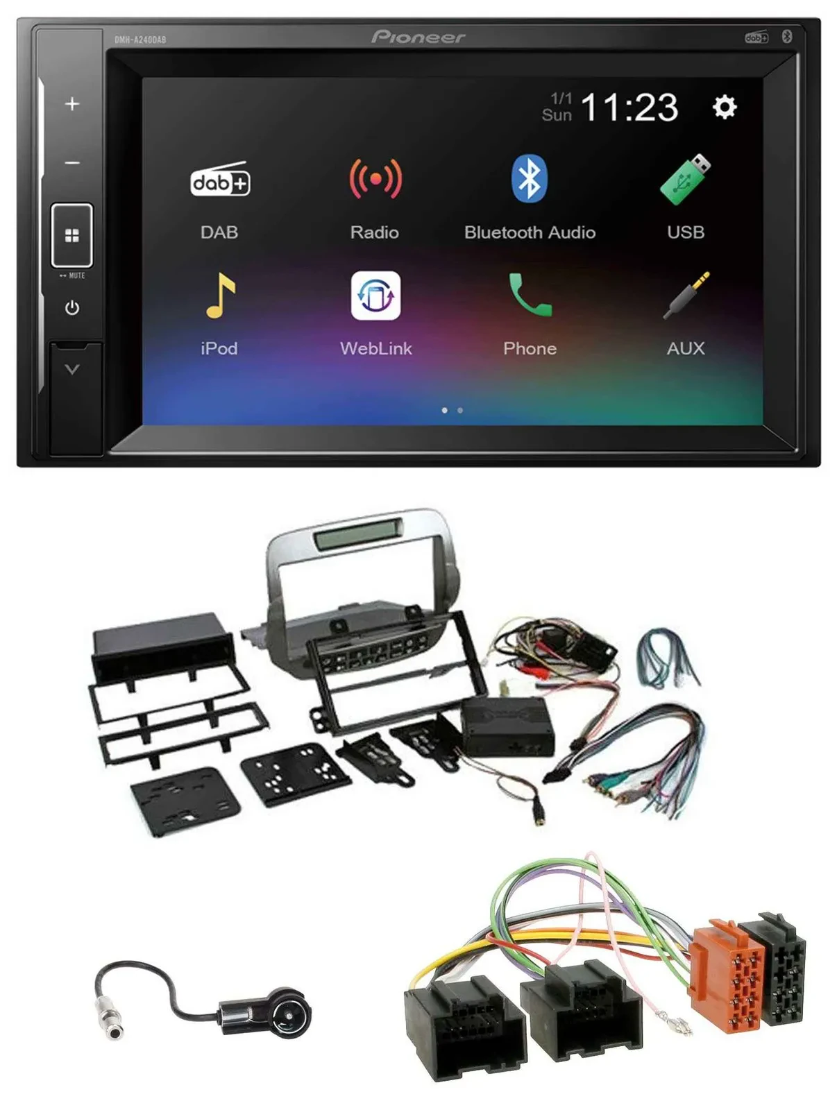 Pioneer DAB MP3 2DIN Bluetooth USB Autoradio für Chevrolet Camaro 2010-2015 silb