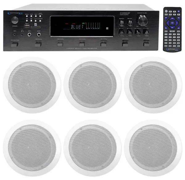 Technical Pro 6000w 6) Zone, Home Theater Bluetooth Receiver+12) 6.5" Speakers