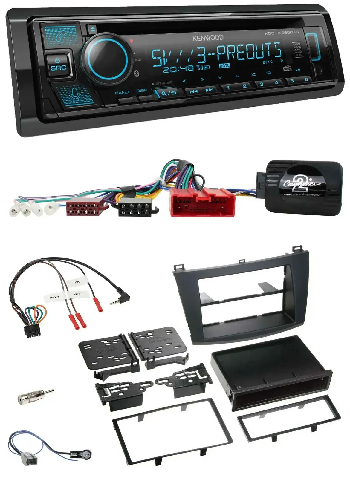 Автомагнитола Kenwood Bluetooth USB CD DAB для Mazda 3 (2009–2013), с поддержкой CAN-Bus и кнопок на руле