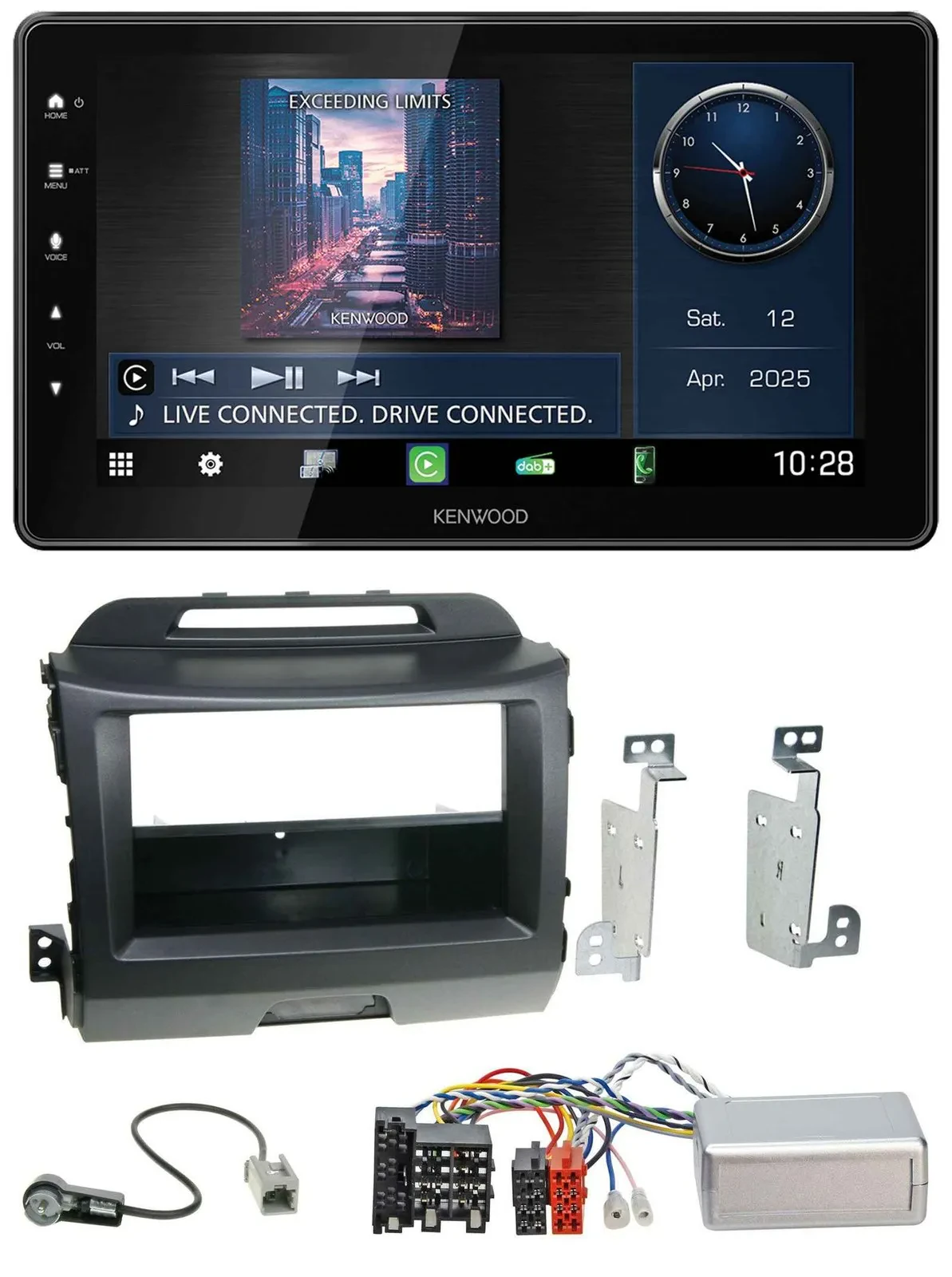 Kenwood Lenkrad Bluetooth USB DAB Autoradio für Kia Sportage 3 10-15 schwarz